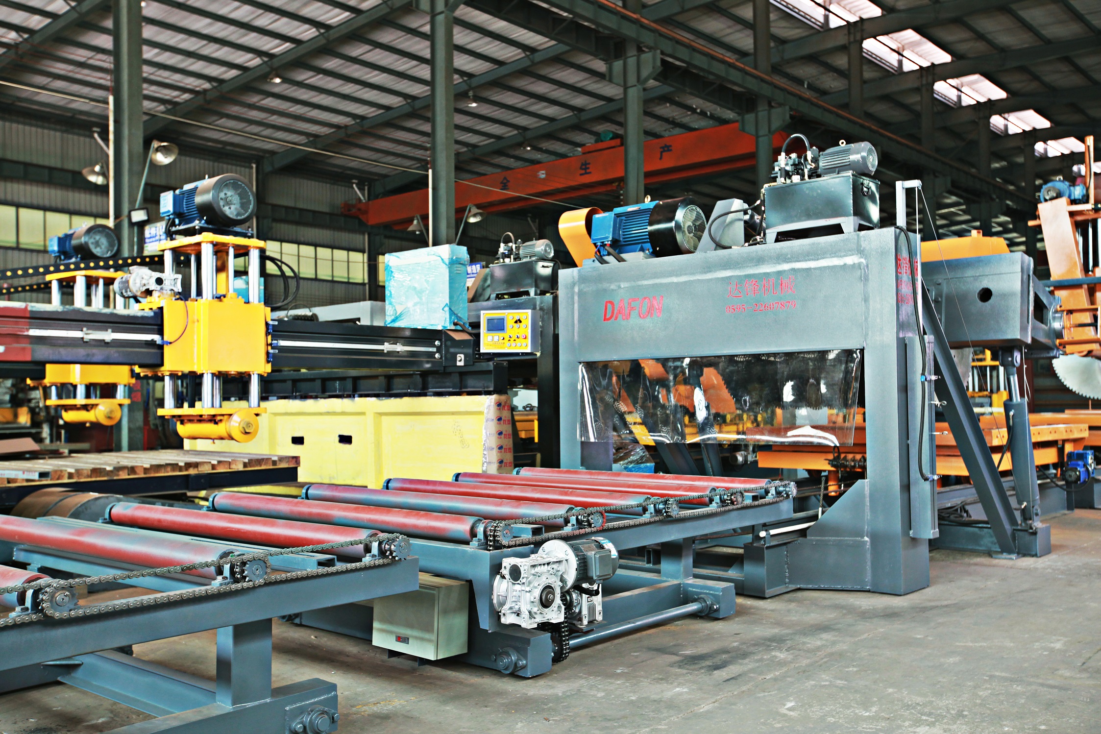Multiblade stone cutting machine line